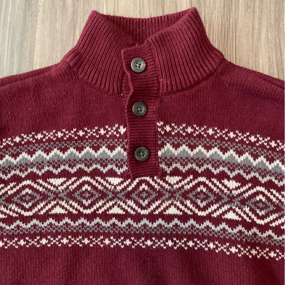 Place Burgundy and White Sweater with Nordic Pattern size M 7/8 Boys - Picture 3 of 5